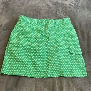 ~green flower patterned mini jean skirt~